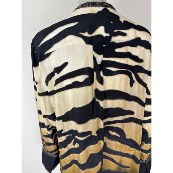 Camilla Silk Blouse Shirt Tame My Tiger Animal Print Button Down $599 S - Picture 7 of 16